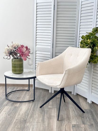 Стул CLOUDS 360 град. поворот. Белый Wales 101, букле/ черный каркас