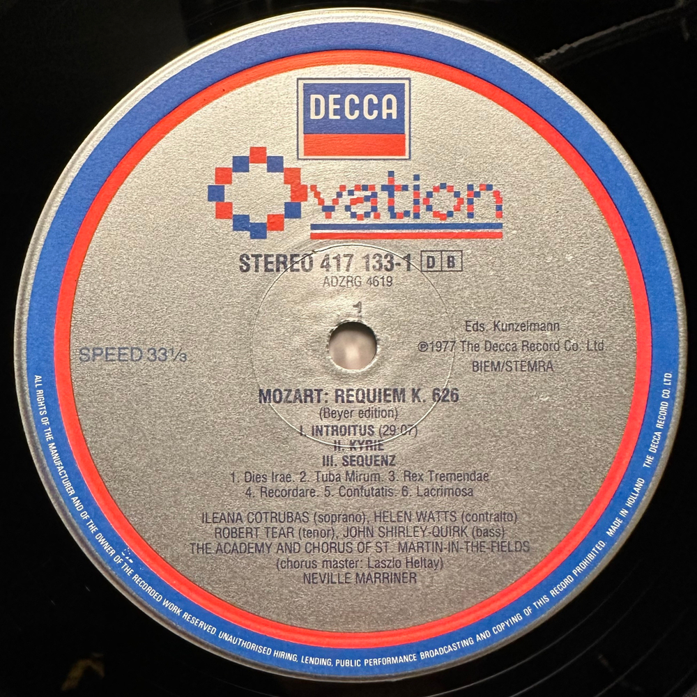 Моцарт - Реквием (Голландия 1987г.)