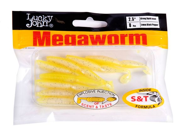 Виброхвосты съедобные LJ Pro Series MegaWorm 2,5in (6,35 см), цв. T66, 8 шт.