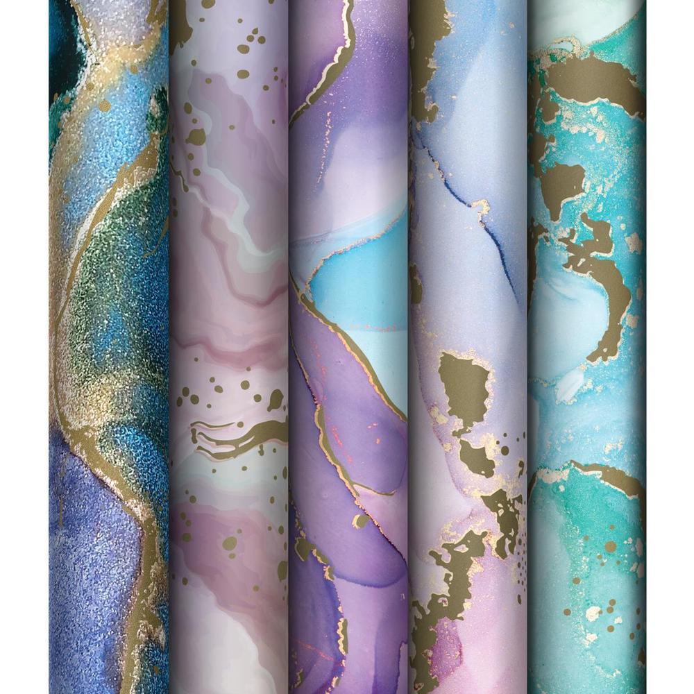 Упаковочная бумага глянц. 70*100см в ассорт."Мраморный стиль"(MESHU)