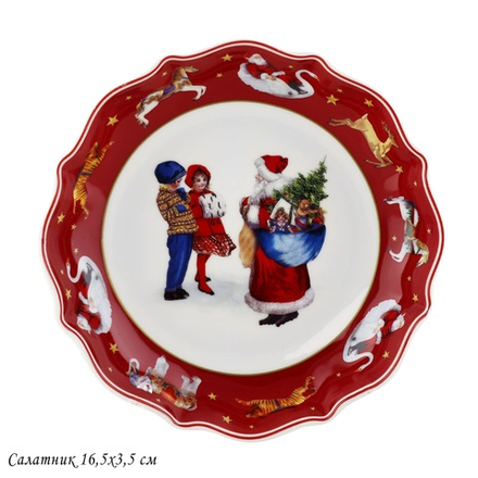 Lenardi 305-184 Салатник 16.5х3,5см НОВЫЙ ГОД в под.уп.(х48)Фарфор