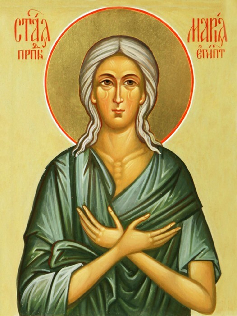 Икона под старину А5. Дерево, холст (святые жены)