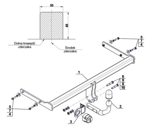 Фаркоп на Skoda Rapid лифтбек 06/2012-2020, 2020- (паспорт и сертификат в комплекте)(без электрики) Steinhof.S-310