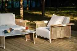 "Мальдивы" лаунж-зона из искусственного ротанга, цвет соломенный