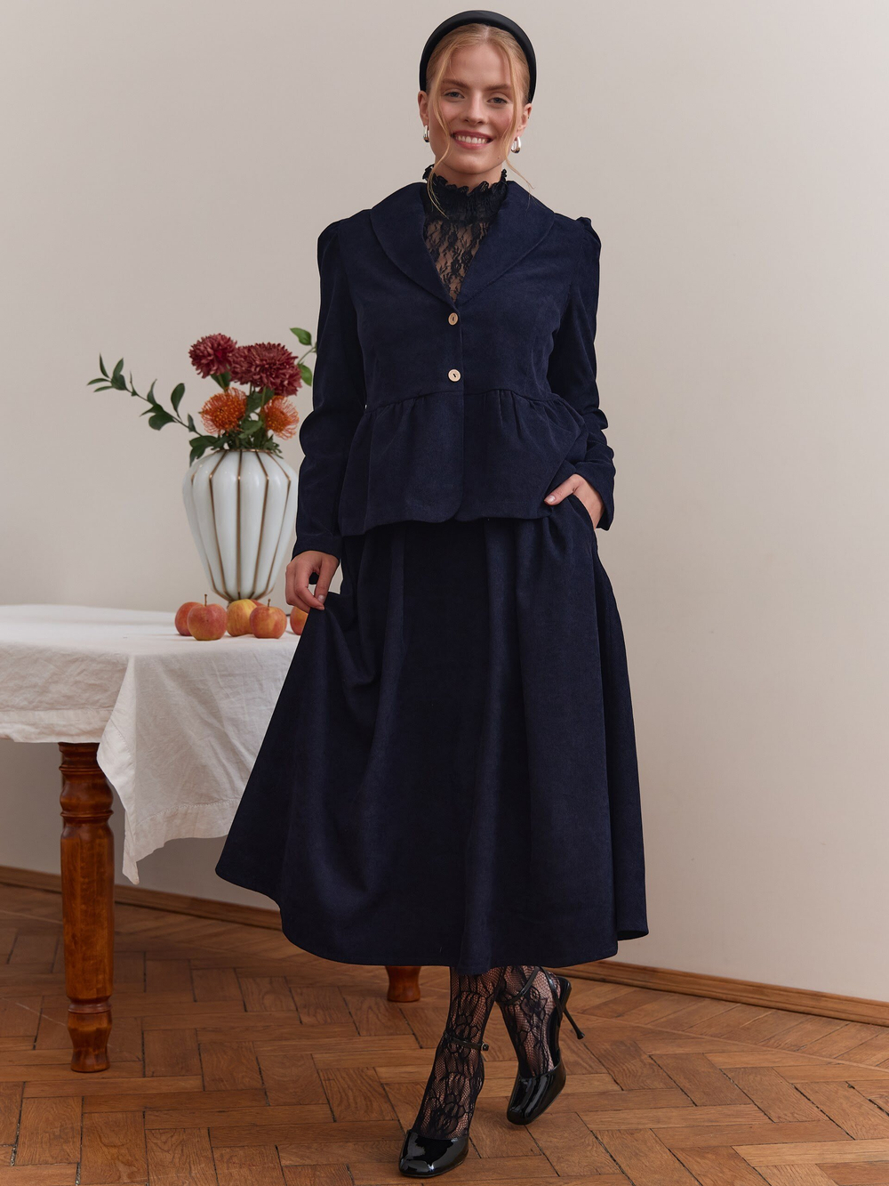 Юбка бохо вельветовая миди