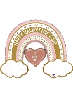 G 40 Радуга БОХО с валентинкой в упаковке / Rose Gold Valentine Rainbow / 1 шт /, Фольгированный