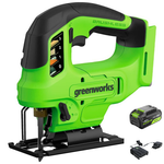 Лобзик акк. Greenworks GD24JS90, 24V, б/щет, 90 мм,0-3000/мин,4 ст.маятник,LED,1х4Ач,ЗУ,кор (3601707CUB)