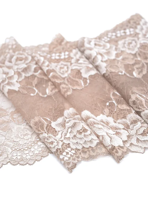 03-153 Кружево эластичное 22 см, кофе с молоком 030/айвори 004