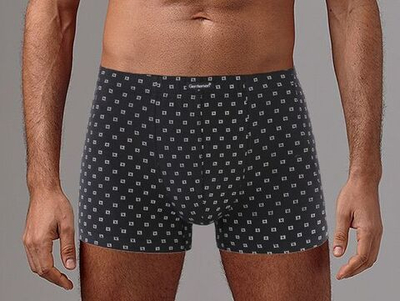 Мужские трусы-боксеры с геометрическим узором (Размер: M) (Цвет: светло-серый)