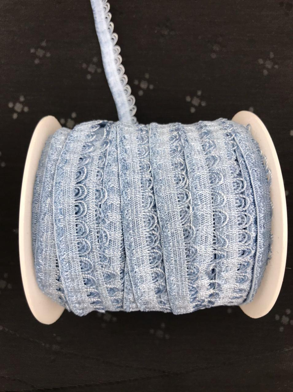 Отделочная резинка ажурная голубая 12 мм