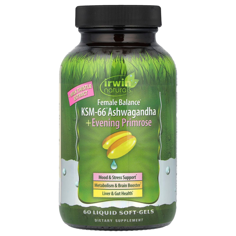 Irwin Naturals, Female Balance, ашваганда KSM-66® + примула вечерняя, 60 мягких таблеток