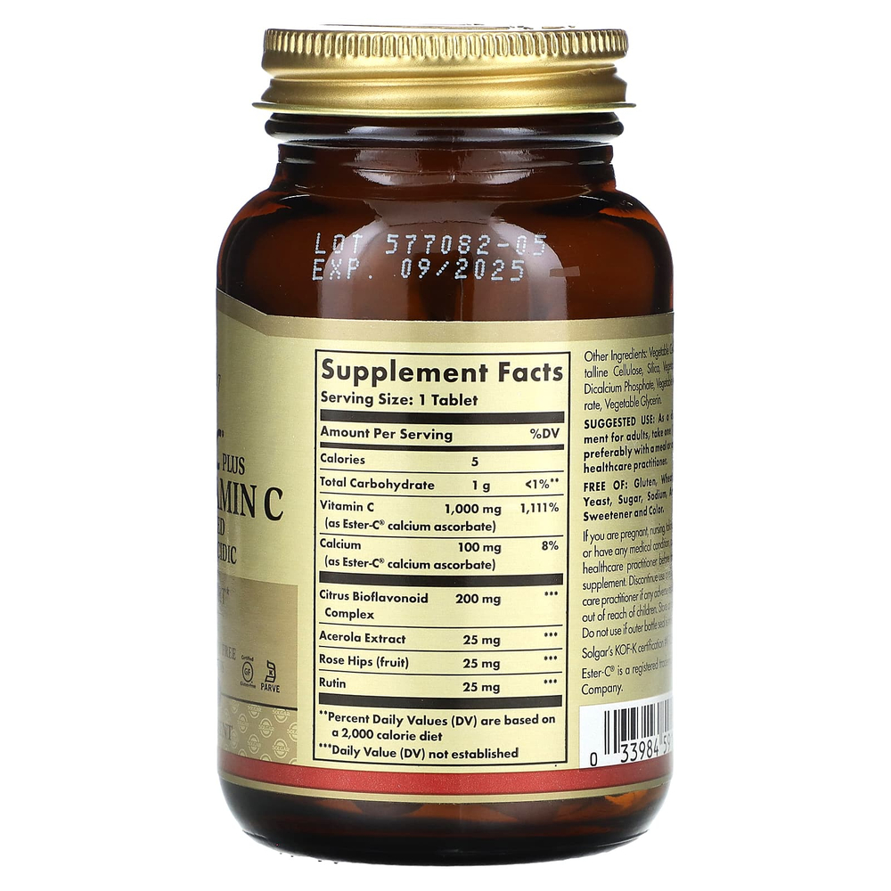 Solgar, Ester-C с витамином C, 1000 мг, 60 таблеток