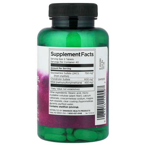 Swanson, Глюкозамин, хондроитин и МСМ, 120 таблеток