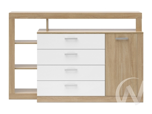 Комод Гостиная Ангара (сонома/белый глянец холодный)