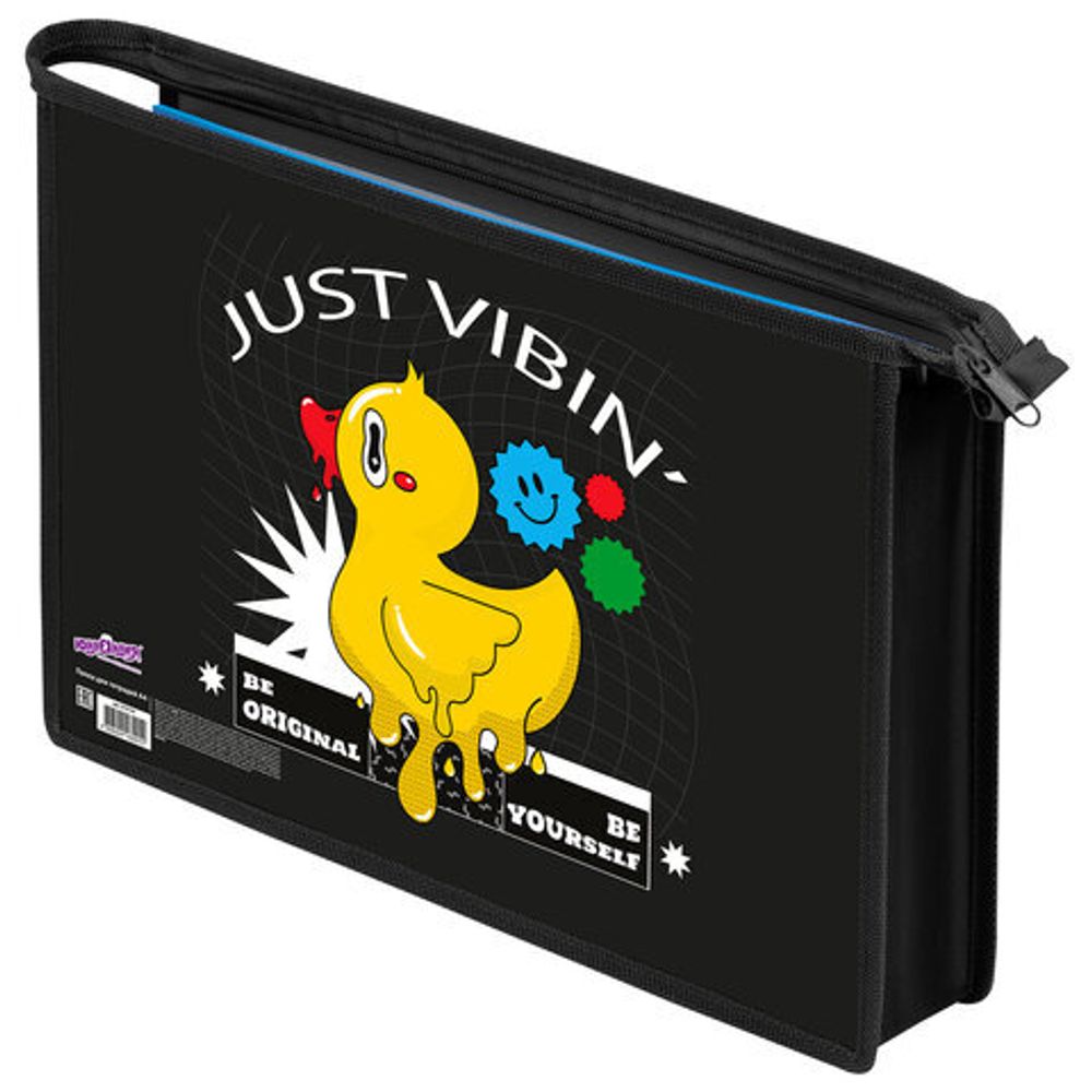 Папка для тетрадей ЮНЛАНДИЯ А4, 1 отделение, картон/пластик, конгрев, на молнии, "Duck tales", 272134