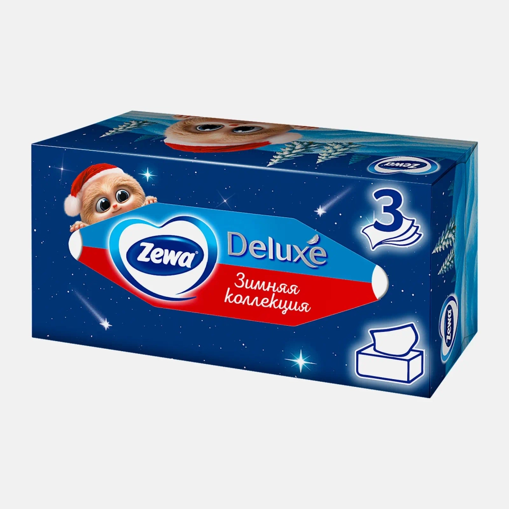 Салфетки бумажные Zewa Deluxe Design 3 слоя 90шт в ассортименте