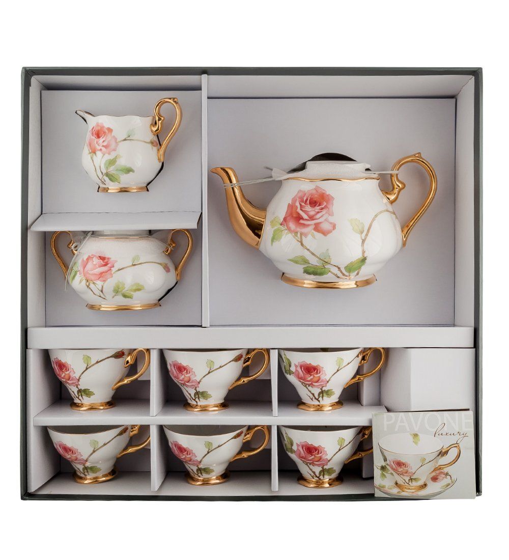 Pavone JK- 34 Чайный сервиз на 6 перс.«Итальянская роза»