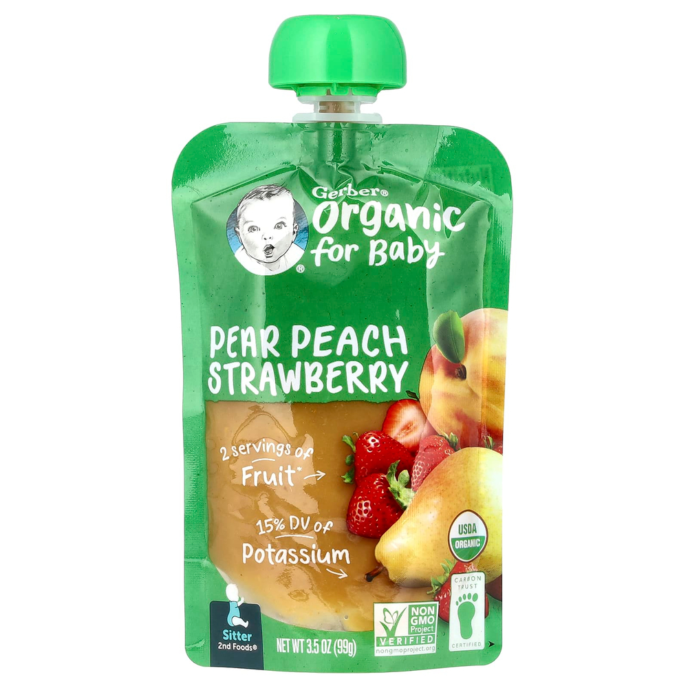 Gerber, Organic for Baby, 2nd Foods®, Fruit Favourites, 9 пакетиков, 99 г (3,5 унции)