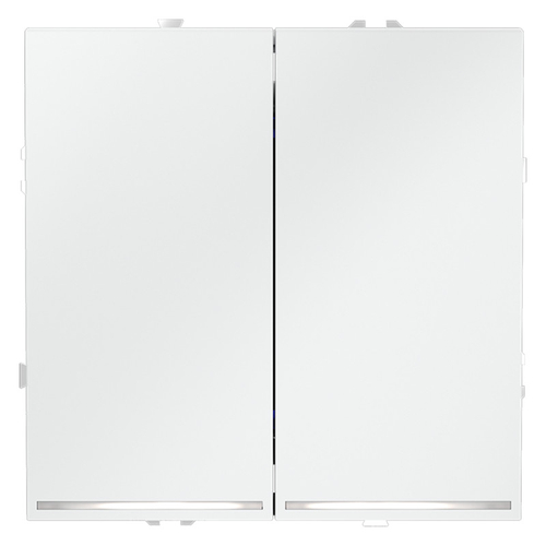 Выключатель встраиваемый VOLTUM S70 двухклавишный с подсветкой 10А, (белый матовый)