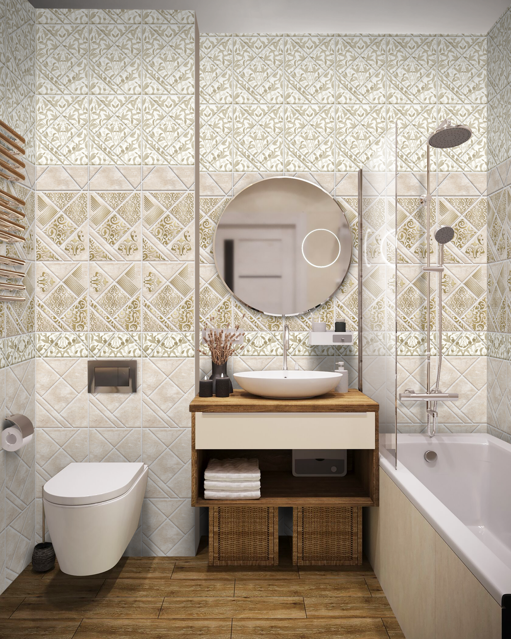 Панель ПВХ фотопечать с глиттером Люцина бежевый 2700х250мм