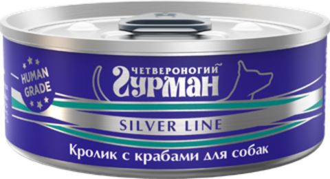 Четвероногий Гурман Silver консервы для собак кролик с крабами в желе 100 гр
