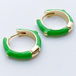 Швензы-кольца, цвет золото+зеленый, размер 19 мм, цена за пару