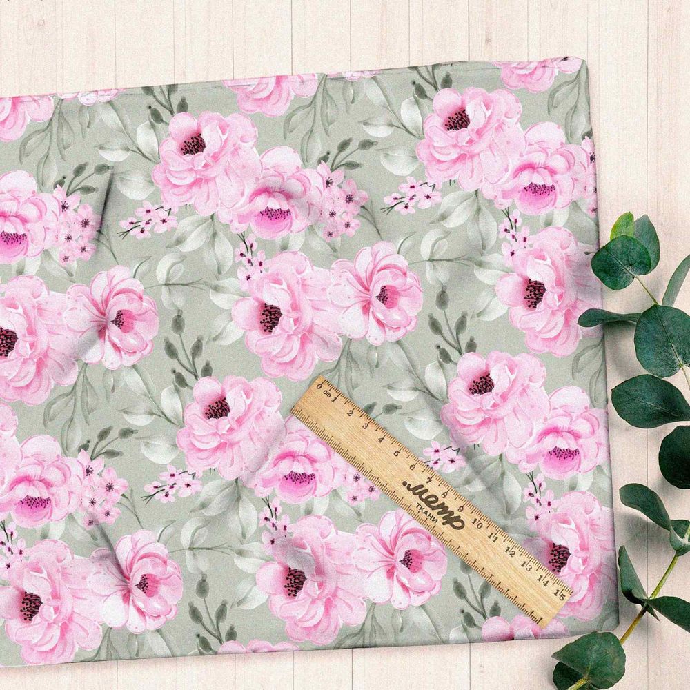 Ткань кулирная гладь нежный букет