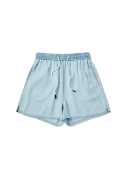 Джинсовые шорты со шнурком из тенсела
