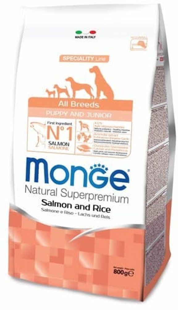 Monge Dog 800г Speciality Puppy&amp;Junior корм для щенков всех пород лосось с рисом