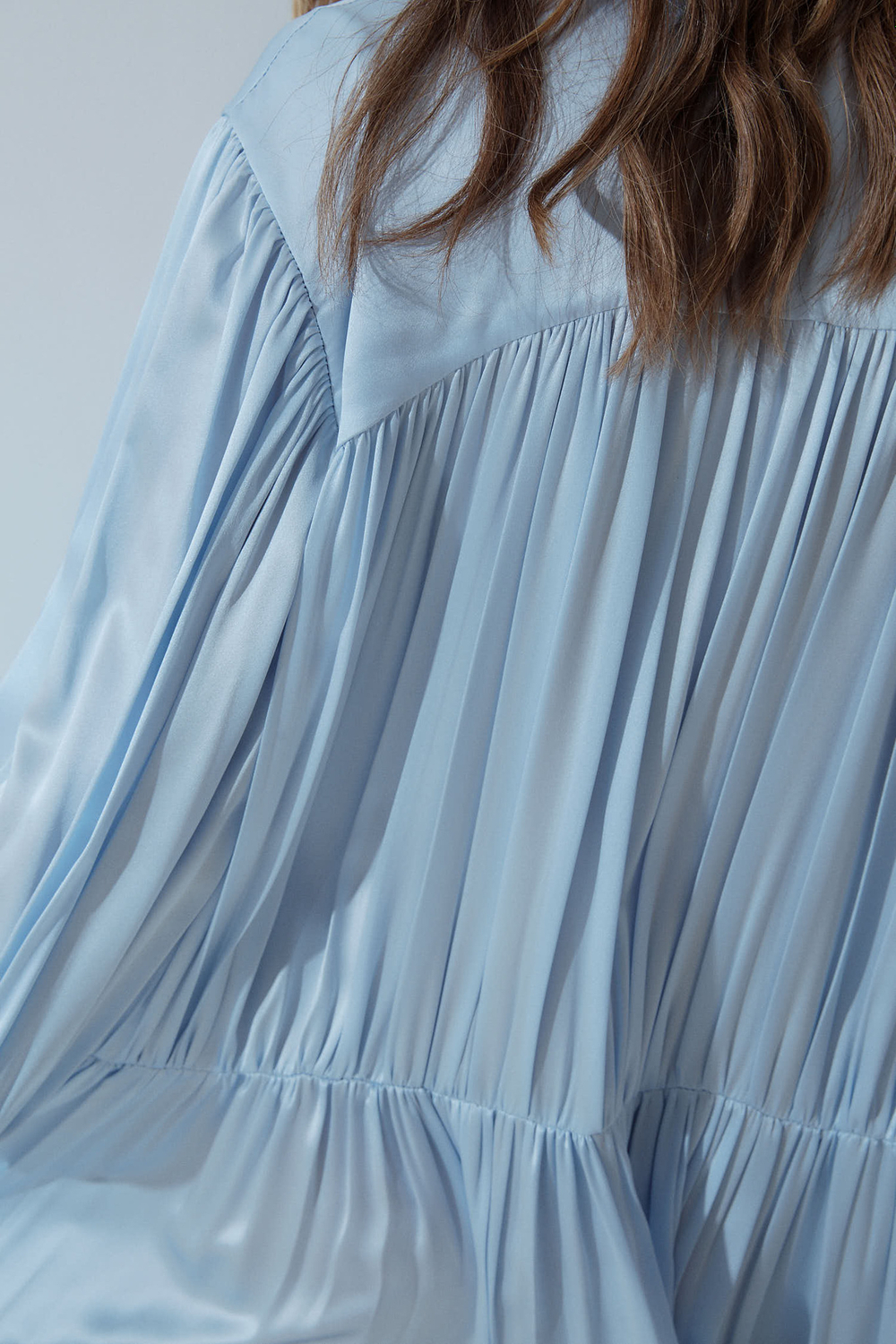 Платье-рубашка макси из шелка Берберри голубой