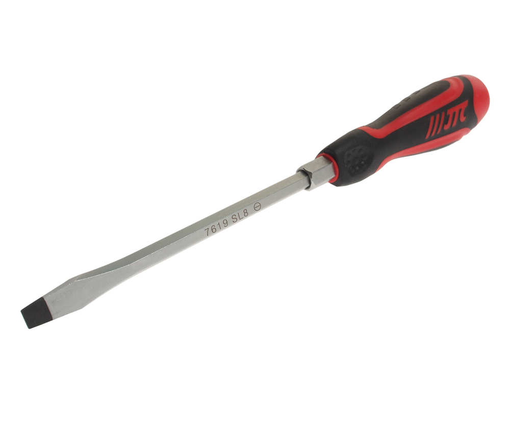 Отвертка шлицевая SL 8.0х150мм усиленная со сквозным стержнем (сталь Cr-Mo) JTC