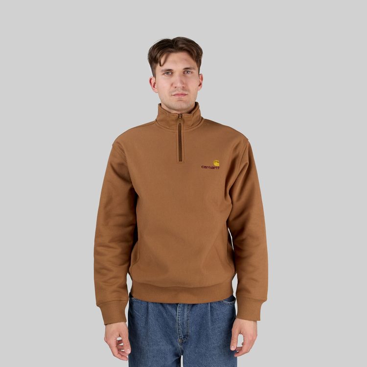 Толстовка мужская Carhartt WIP American Script Half Zip артикул:I027014_hamilton_brown - купить в магазине Дайс