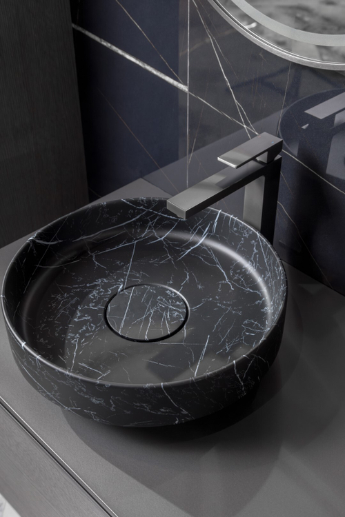 Boheme Раковина накладная Corian 400*130 Nero Marquina