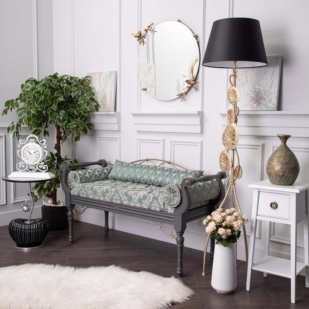 Банкетка Флоренция Премиум Серый Каледония Даймонд Минт Амбер