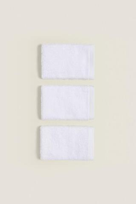 ZARA HOME ПОЛОТЕНЦЕ ИЗ ХЛОПКА ВЫСШЕГО КАЧЕСТВА (НАБОР ИЗ 3 ШТ), БЕЛЫЙ