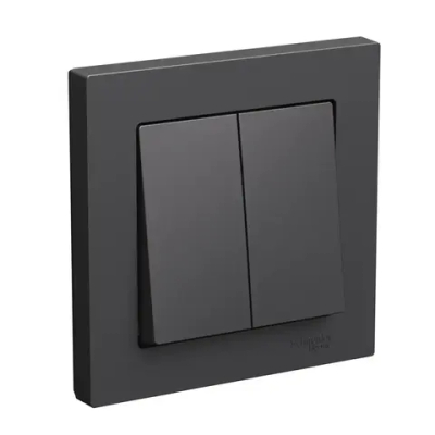 ATLASDESIGN 2-клавишный ВЫКЛЮЧАТЕЛЬ, сх.5, 10АХ, в сборе, БАЗАЛЬТ