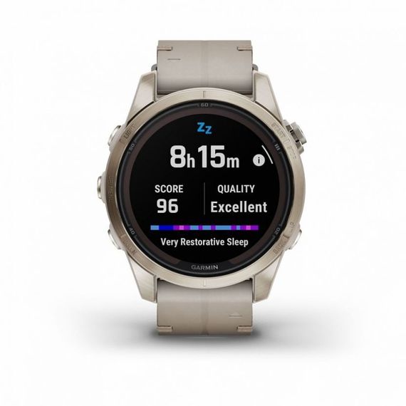 Garmin Fenix 7S Pro Sapphire Solar – золотистый корпус, ремешок цвета известняка