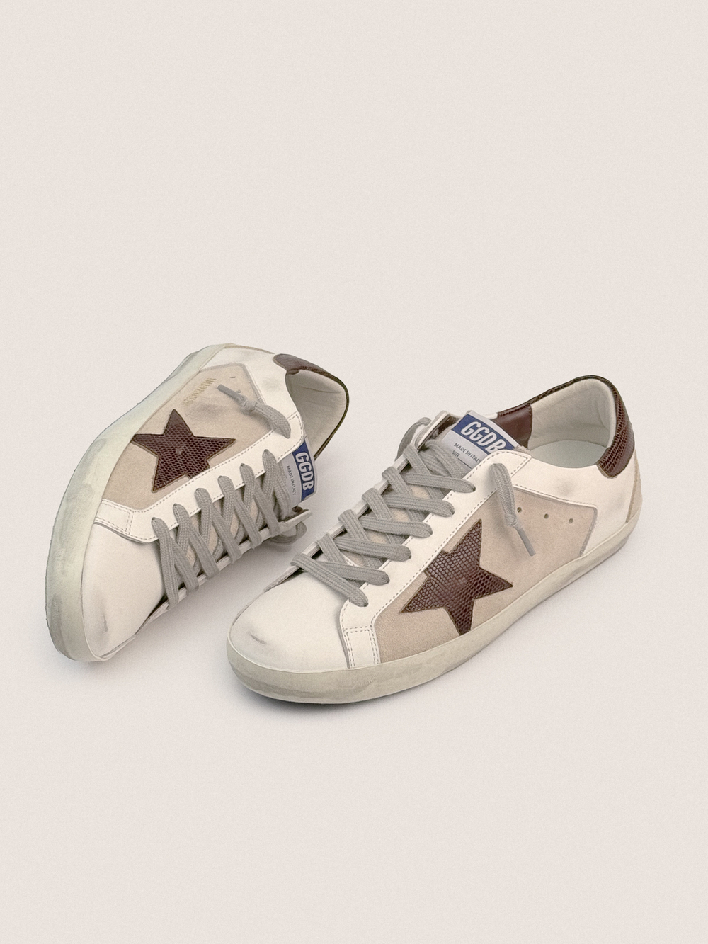 Men’s Super Star with suede inserts and lizard-print leather star