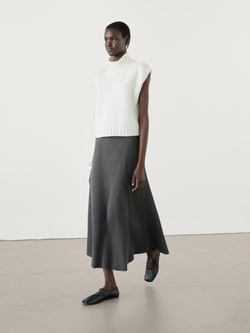 Massimo Dutti Плиссированная юбка миди, темно-серый