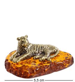 Народные промыслы AM-1350 Фигурка «Тигр» (латунь, янтарь)