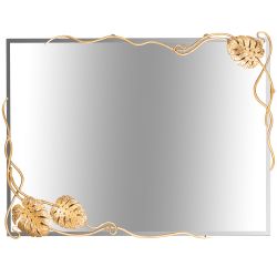 Зеркало настенное Monstera Deliciosa (Монстера) прямоугольное 80х60 Бронза