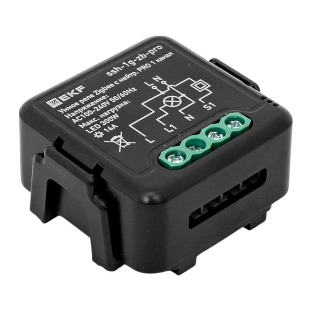 Умное реле в подрозетник 1-канальное с нейтралью 16А Zigbee EKF Connect Select PRO