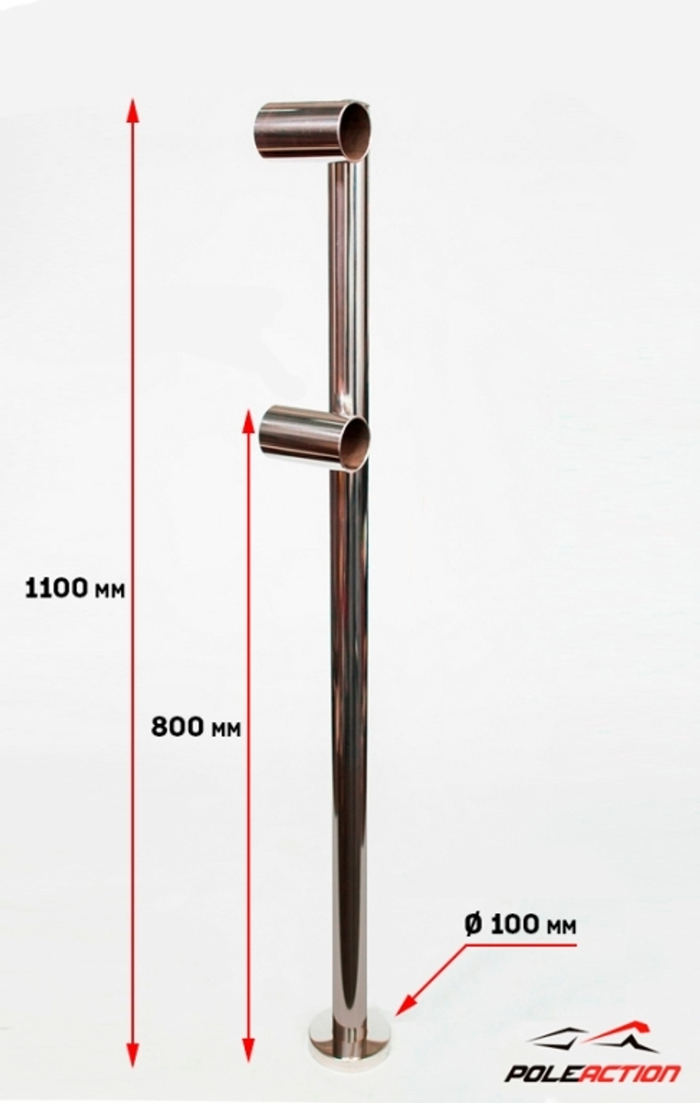 Модель №18 – стойка двухуровневого балетного станка «Элегант» (нержавеющая сталь)