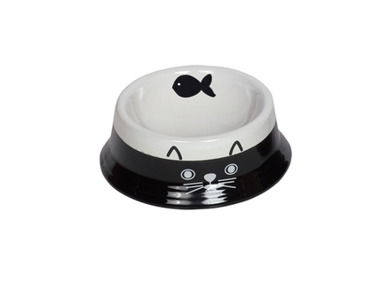 NOBBY Миска керамическая для кошек с рисунком черно-белая 14 см, 0,14 л