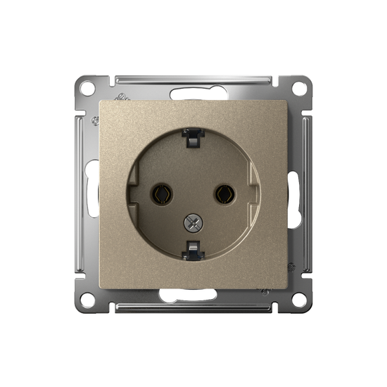 Розетка 1-м СП AtlasDesign 16А IP20 с заземл. механизм шампань SE ATN000543