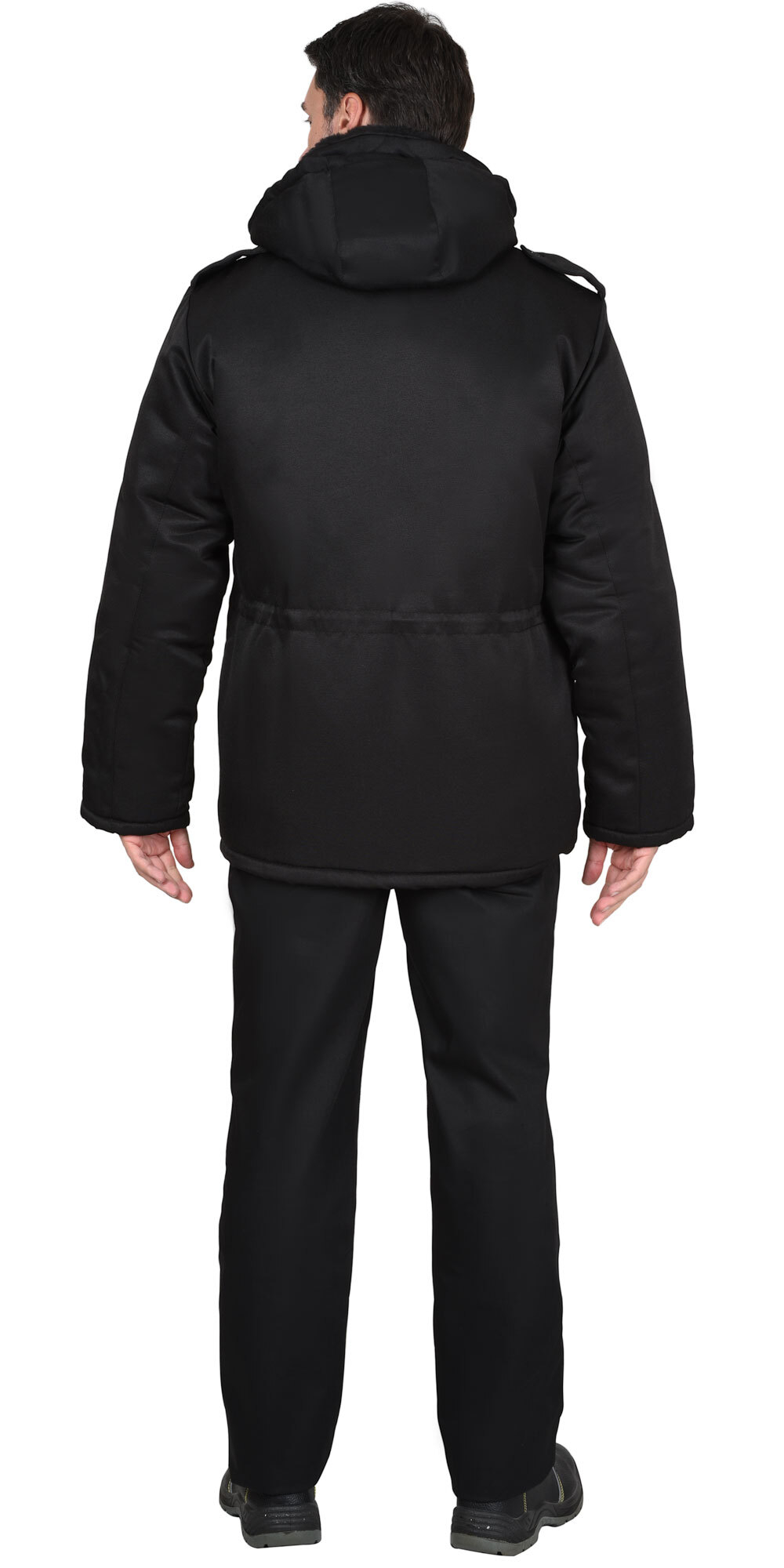 Куртка "Безопасность" зимняя,удлиненная, чёрная (ЧЗ) тк. Гретта