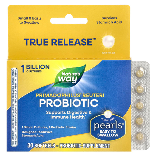 Nature's Way, Primadophilus Reuteri, пробиотик, 1 млрд, 30 капсул