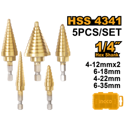 Набор ступенчатых сверл INGCO AKSDS2051 INDUSTRIAL 5 шт.