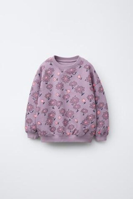 ZARA ХУДИ С ЦВЕТОЧНЫМ ПРИНТОМ, ТЕМНО-ФИОЛЕТОВЫЙ