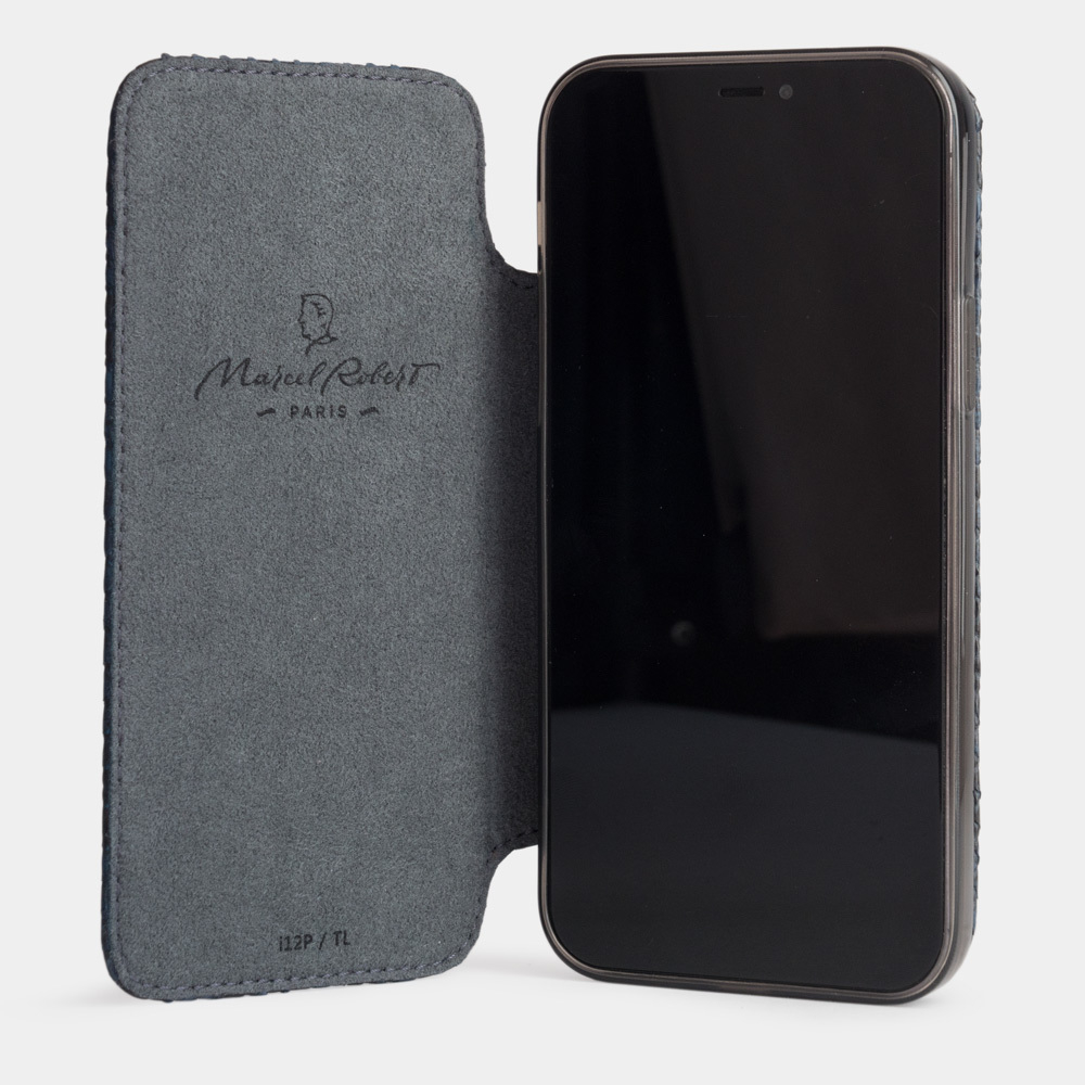 Чехол Benoit для iPhone 12/12Pro из кожи питона, синего цвета